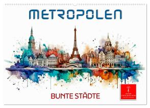 Skylines – bunte Städte (Wandkalender 2024 DIN A2 quer), CALVENDO Monatskalender von Roder,  Peter