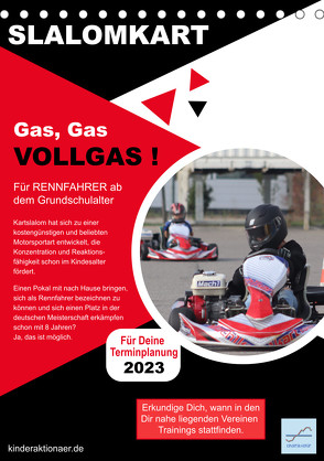 Slalomkart – Gas, Gas, Vollgas! 2023 (Tischkalender 2023 DIN A5 hoch) von Kinderaktionär