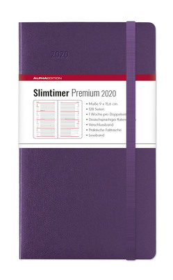 Slimtimer Premium Violet 2020 – Taschenplaner – Taschenkalender (9 x 16) – mit Verschlussband und Falttasche – Balacron Einband – Weekly – 128 Seiten von ALPHA EDITION