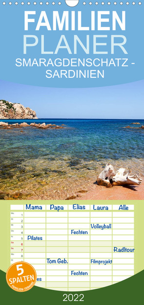 Familienplaner SMARAGDENSCHATZ – SARDINIEN (Wandkalender 2022 , 21 cm x 45 cm, hoch) von BRASCHI