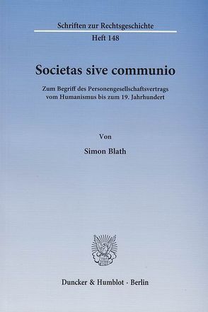 Societas sive communio. von Blath,  Simon