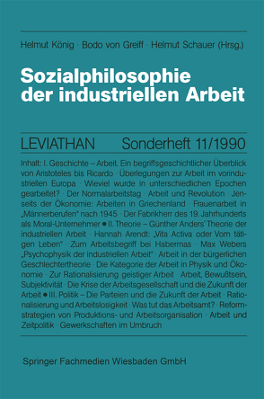 Sozialphilosophie der industriellen Arbeit von Greiff,  Bodo von, König,  Helmut, Schauer,  Helmut