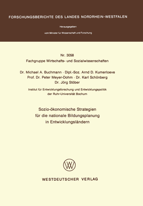 Sozio-ökonomische Strategien für die nationale Bildungsplanung in Entwicklungsländern von Buchmann,  MichaelA.