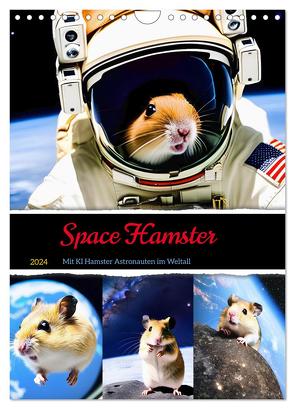 Space Hamster – Mit KI Hamster Astronauten im Weltall (Wandkalender 2024 DIN A4 hoch), CALVENDO Monatskalender von Schimak,  Fred