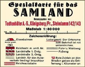 Spezialkarte für das Samland 1938