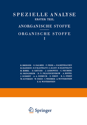 Spezielle Analyse von Brieger,  R., Dalmer,  O., Falkenhausen,  F. Frhr. v., Hadders,  M., Kaufmann,  H.P., Klein,  G., Kleinmann,  H., Kobel,  M., Krüger,  D., Leibowitz,  J., Neuberg,  C., Pringsheim,  H.