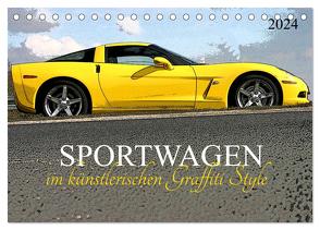 Sportwagen im künstlerischen Graffiti Style (Tischkalender 2024 DIN A5 quer), CALVENDO Monatskalender von SchnelleWelten,  SchnelleWelten