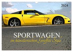 Sportwagen im künstlerischen Graffiti Style (Wandkalender 2024 DIN A3 quer), CALVENDO Monatskalender von SchnelleWelten,  SchnelleWelten