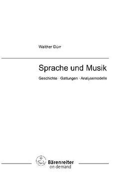 Sprache und Musik von Dürr,  Walther, Leopold,  Silke, Schmoll-Barthel,  Jutta