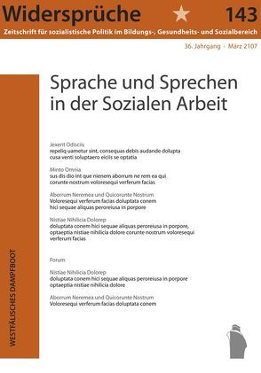 Sprache und Sprechen in der Sozialen Arbeit von Widersprüche 143