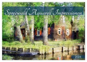 Spreewald Aquarell Impressionen (Wandkalender 2024 DIN A2 quer), CALVENDO Monatskalender von Frost,  Anja