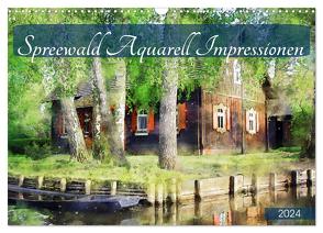 Spreewald Aquarell Impressionen (Wandkalender 2024 DIN A3 quer), CALVENDO Monatskalender von Frost,  Anja