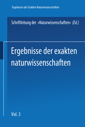 Springer Tracts in Modern Physics 3 von SCHRIFTLEITUNG DER NATURWISSENSCHAFTEN