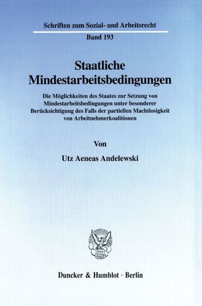 Staatliche Mindestarbeitsbedingungen. von Andelewski,  Utz Aeneas