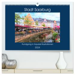 Stadt Saarburg – Rundgang in Aquarell Illustrationen (hochwertiger Premium Wandkalender 2024 DIN A2 quer), Kunstdruck in Hochglanz von Frost,  Anja