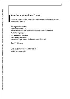 Standesamt und Ausländer von Brandhuber,  Rupert, Heussler,  Willi, Zeyringer,  Walter