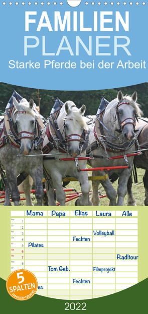 Starke Pferde bei der Arbeit – Familienplaner hoch (Wandkalender 2022 , 21 cm x 45 cm, hoch) von Lindert-Rottke,  Antje