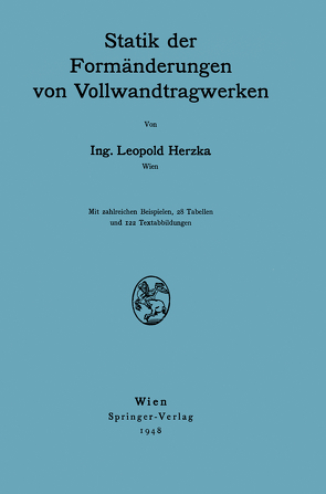 Statik der Formänderungen von Vollwandtragwerken von Herzka,  Leopold