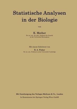 Statistische Analysen in der Biologie von Fisher,  R.A., Mather,  Kenneth, Zeller,  Alfred