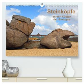 Steinköpfe an den Küsten der Bretagne (hochwertiger Premium Wandkalender 2024 DIN A2 quer), Kunstdruck in Hochglanz von Benoît,  Etienne