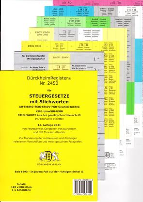 DürckheimRegister® STEUERGESETZE MIT STICHWORTEN von Dürckheim,  Constantin von, Glaubitz,  Thorsten