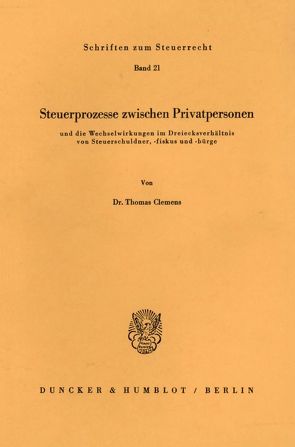 Steuerprozesse zwischen Privatpersonen von Clemens,  Thomas