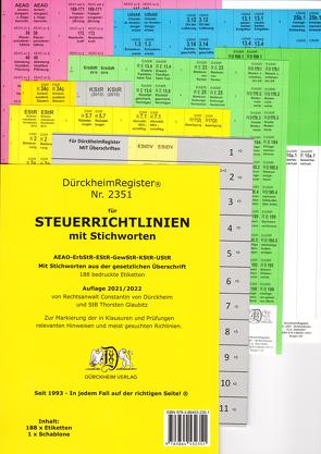 DürckheimRegister® STEUERRICHTLINIEN MIT STICHWORTEN aus der Gesetzesüberschrift von Dürckheim,  Constantin, Glaubitz,  Thorsten