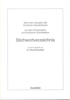 Stichwortverzeichnis von Kolaska,  Alfred