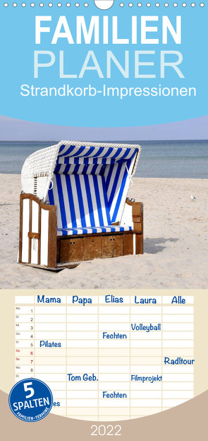 Familienplaner Strandkorb-Impressionen (Wandkalender 2022 , 21 cm x 45 cm, hoch) von GUGIGEI