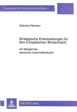 Strategische Entscheidungen für den Europäischen Binnenmarkt von Pfändner,  Gabriele