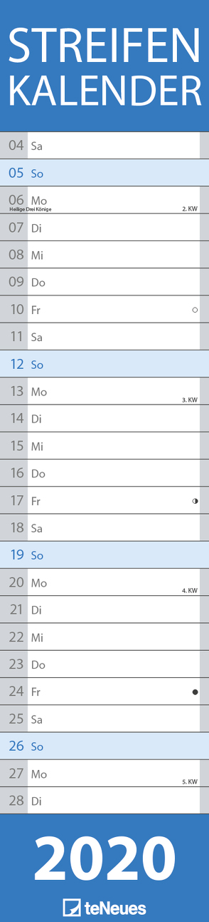 Streifenkalender BLAU 2020