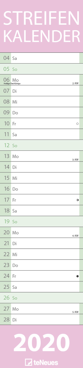 Streifenkalender PASTELL 2020