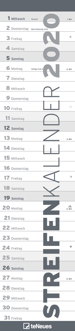 Streifenkalender SCHWARZ 2020