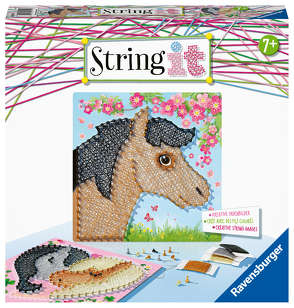 Ravensburger 18119 String it Midi Horses – Kreative Fadenbilder mit süßen Pferden kinderleicht aus Kunststoffpins und buntem Faden