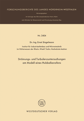 Strömungs- und Turbulenzenuntersuchungen am Modell eines Hubbalkenofens von Singelmann,  Ernst