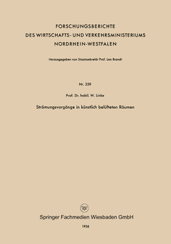 Strömungsvorgänge in künstlich belüfteten Räumen von Linke,  Werner