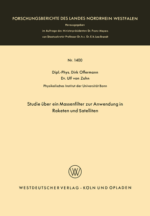 Studie über ein Massenfilter zur Anwendung in Raketen und Satelliten von Offermann,  Dirk