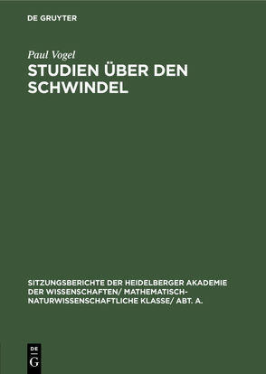 Studien über den Schwindel von Vogel,  Paul