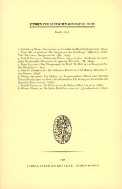 Studien zur deutschen Kunstgeschichte von Kautzsch,  Rudolf, Müller-Altona,  Ernst, Polaczek,  Ernst, von TEREY,  Gabriel, Weisbach,  Werner, Zimmermann,  Max G.