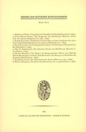 Studien zur deutschen Kunstgeschichte von Kautzsch,  Rudolf, Müller-Altona,  Ernst, Polaczek,  Ernst, von TEREY,  Gabriel, Weisbach,  Werner, Zimmermann,  Max G.