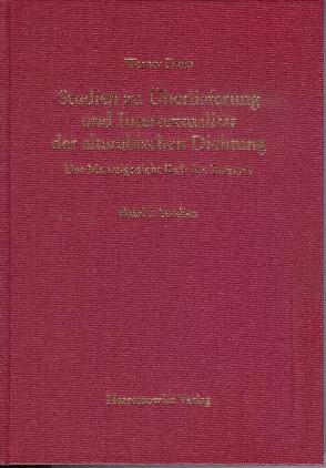 Studien zur Überlieferung und Intertextualität der altarabischen Dichtung von Diem,  Werner