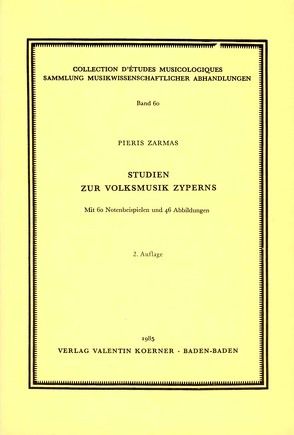 Studien zur Volksmusik Zyperns von Zarmas,  Pieris