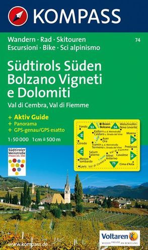 KOMPASS Wanderkarte Südtirols Süden – Bolzano Vigneti e Dolomiti – Val di Cembra – Val di Fiemme von KOMPASS-Karten GmbH