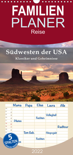 Südwesten der USA – Klassiker und Geheimnisse – Familienplaner hoch (Wandkalender 2022 , 21 cm x 45 cm, hoch) von Pichler,  Simon