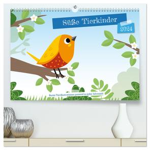 Süße Tierkinder (hochwertiger Premium Wandkalender 2024 DIN A2 quer), Kunstdruck in Hochglanz von Eisendle,  Carmen