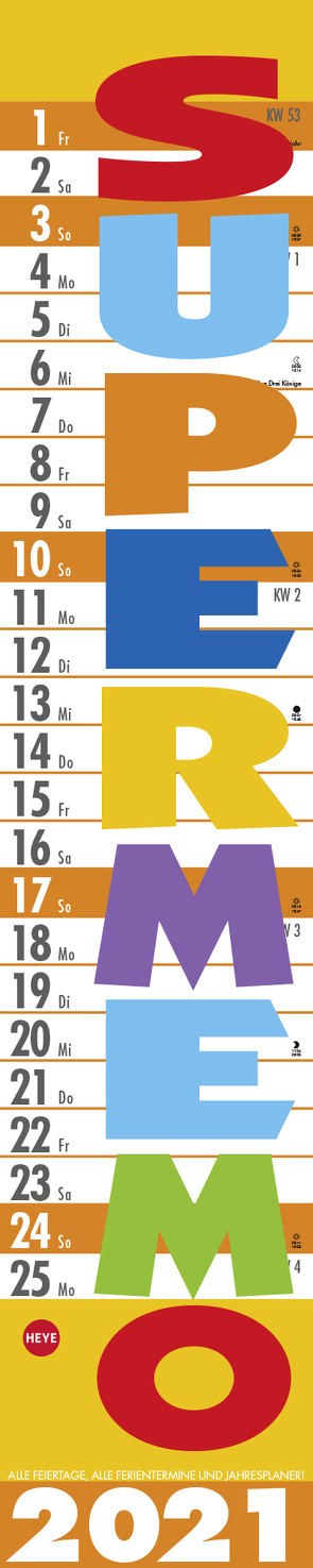 Supermemo Kalender 2021 von Heye