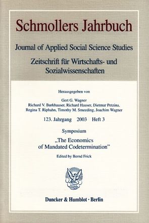 Symposium „The Economics of Mandated Codetermination“. von Frick,  Bernd