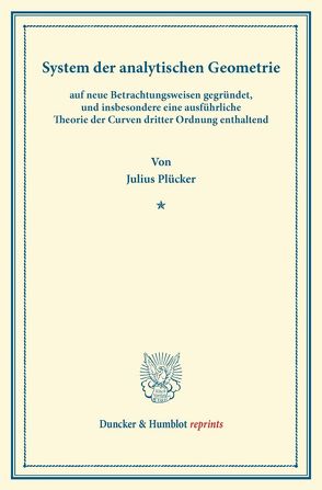 System der analytischen Geometrie, von Plücker,  Julius