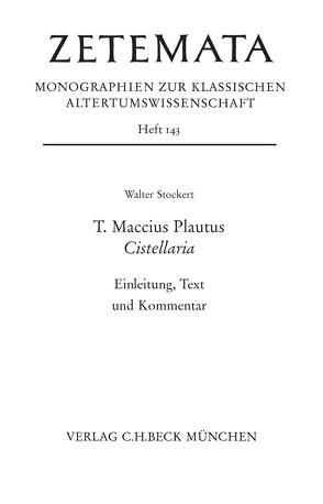 T. Maccius Plautus. Cistellaria von Stockert,  Walter