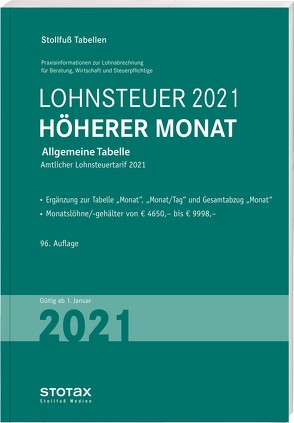 Tabelle, Lohnsteuer 2021 Höherer Monat